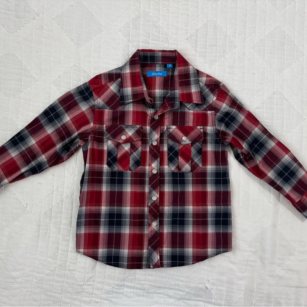 Stylish Plaid Button-Down Shirt for Kids
